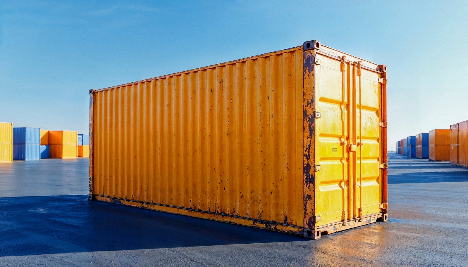 Container maritime 20 pieds en stock sur un dépôt européen