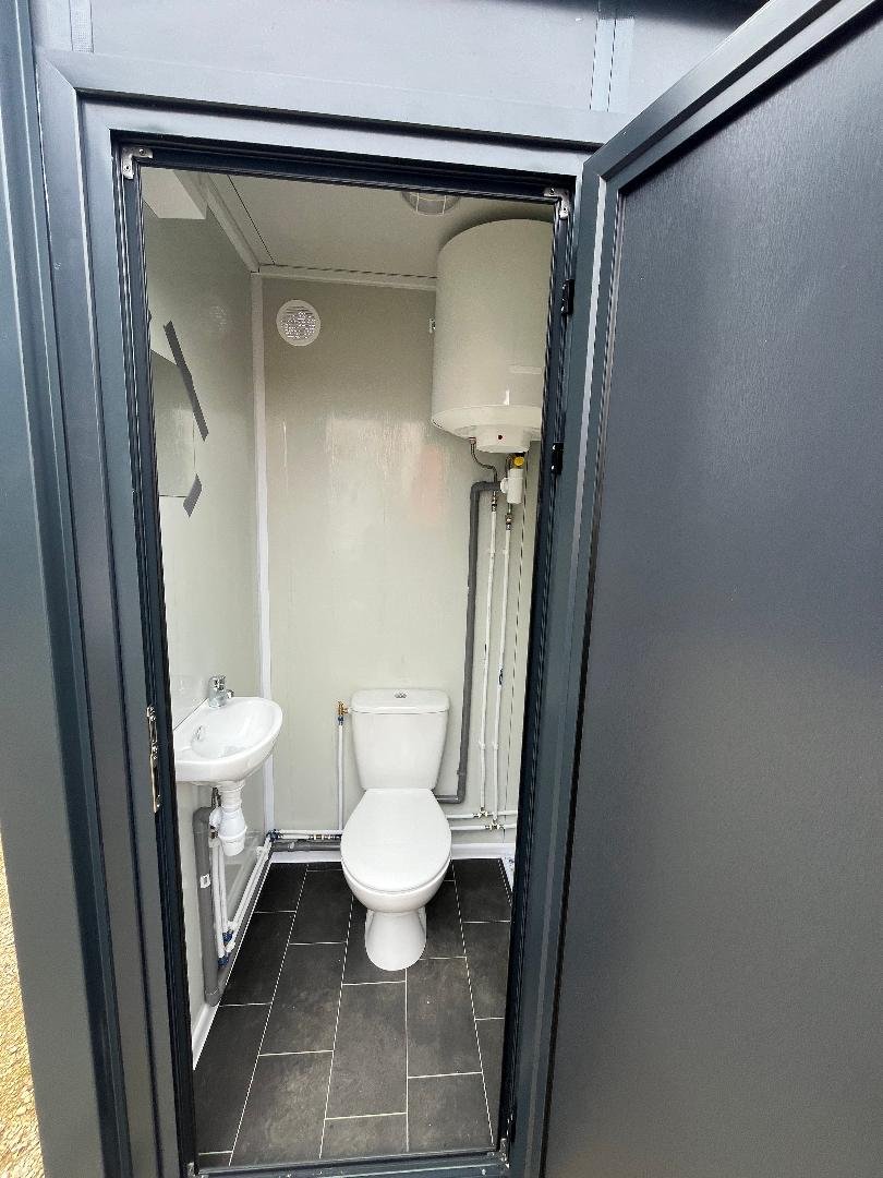 Módulo sanitario WC + lavabo + ducha conectable gris